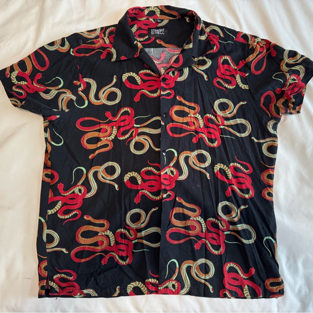 Stylish Black Snake Print Men's Shirt